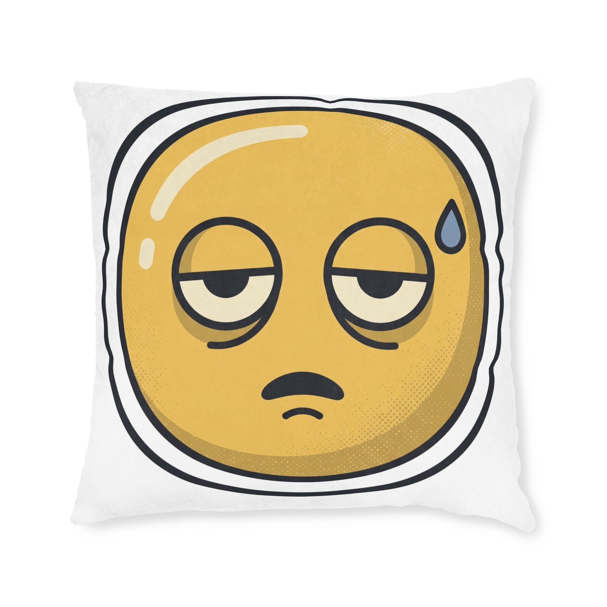 Square Pillow - Exhausted Emoji