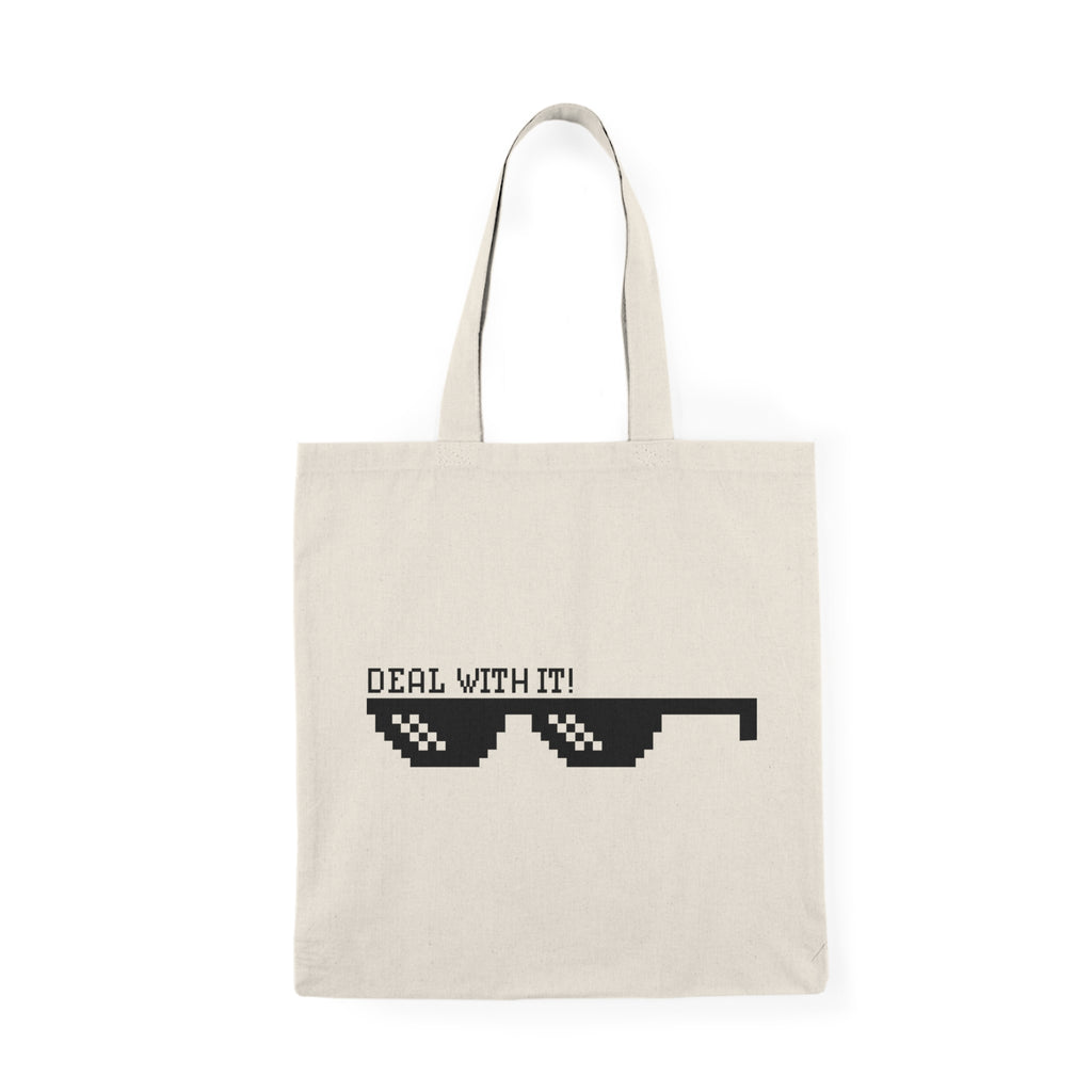 Deal With It Tote Bag — Funny Sunglasses Graphic Cotton Carry-All