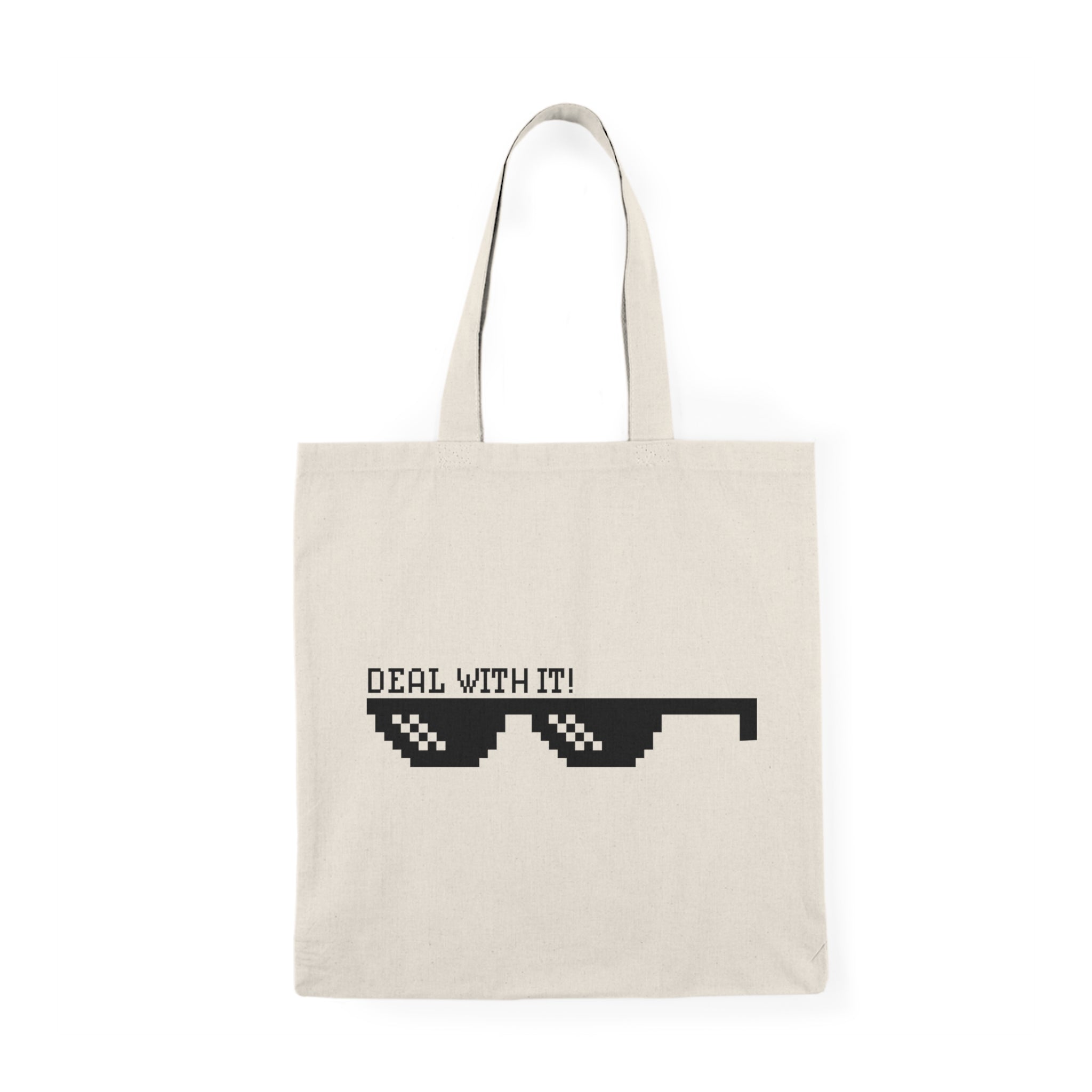 Deal With It Tote Bag — Funny Sunglasses Graphic Cotton Carry-All