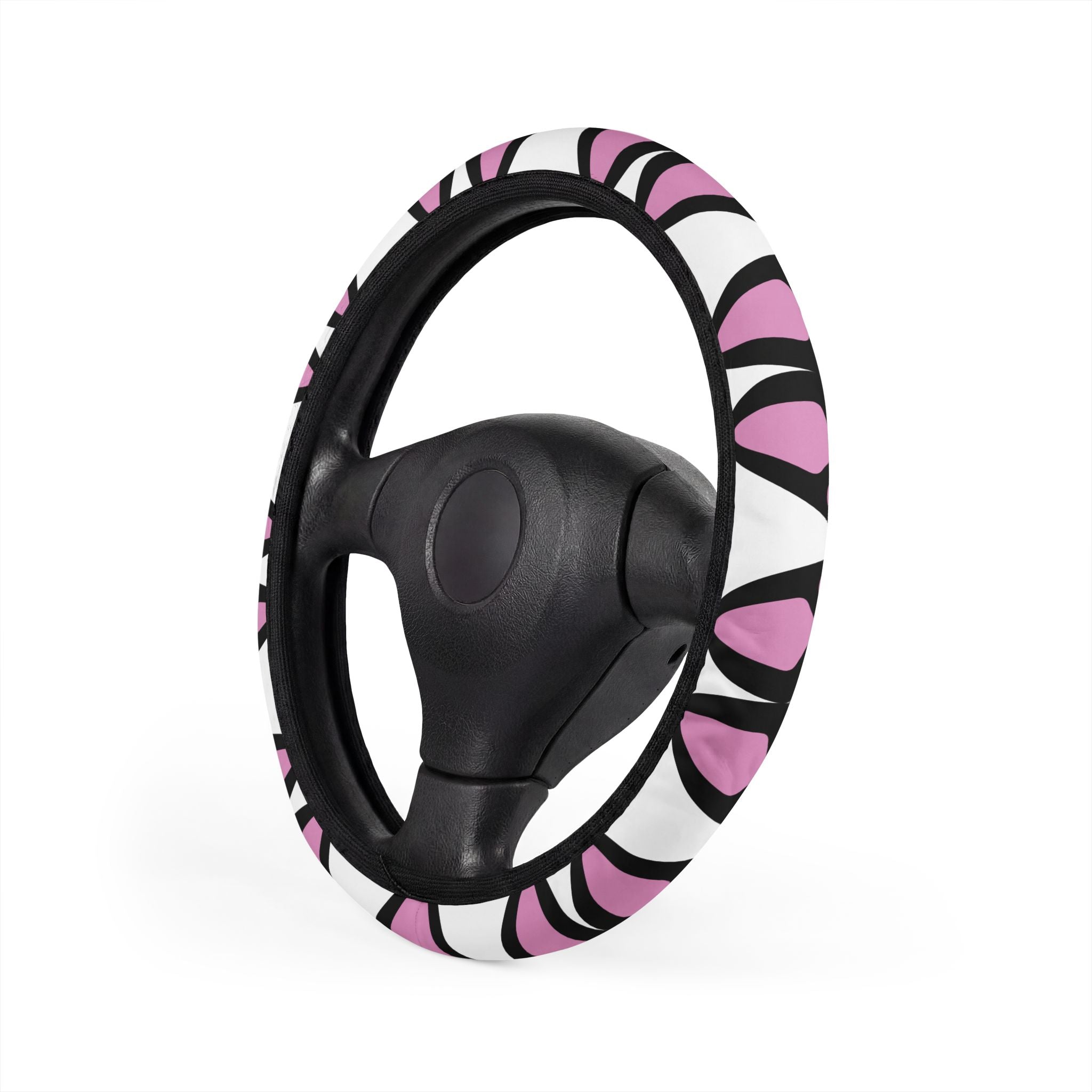 Car Steering Wheel Cover - Bunny Ears Pink & Black