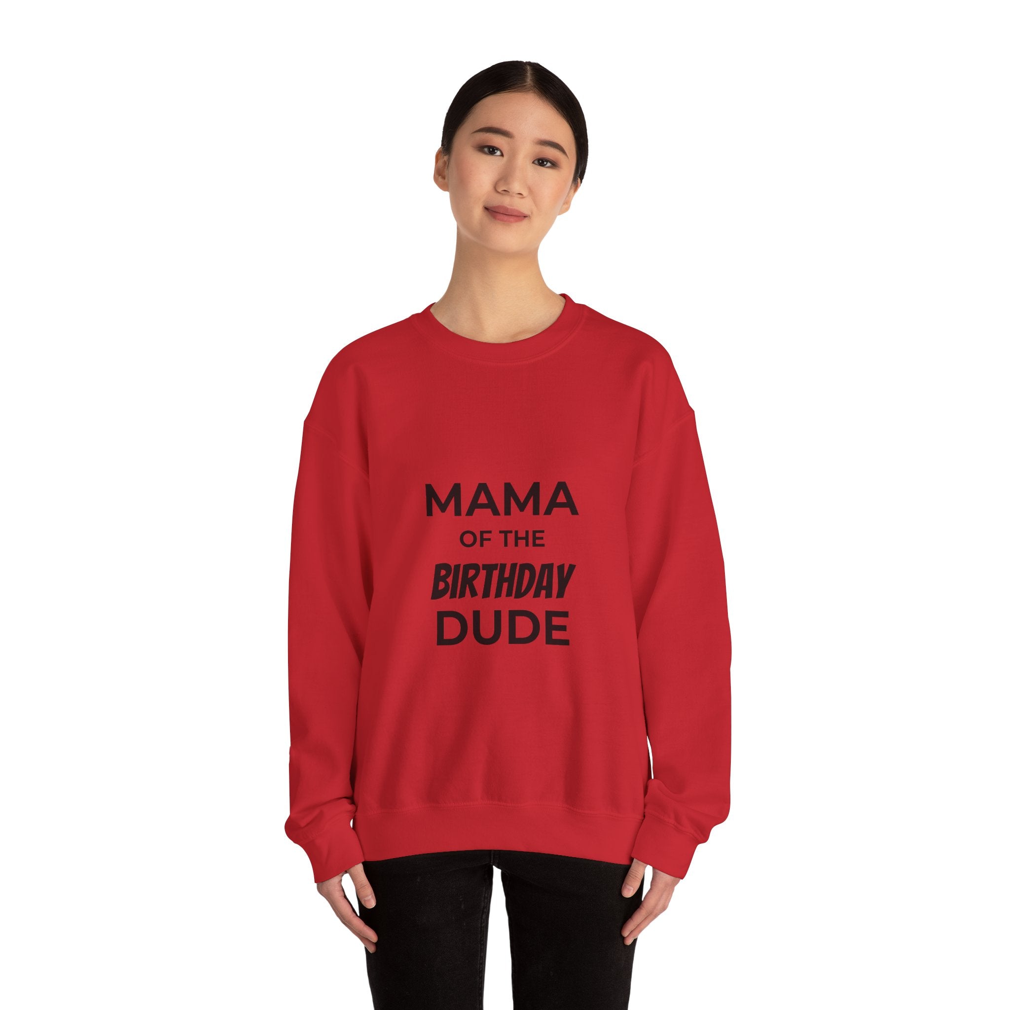 Sweatshirt — "Mama of the Birthday Dude" Cozy Mom Birthday Crewneck