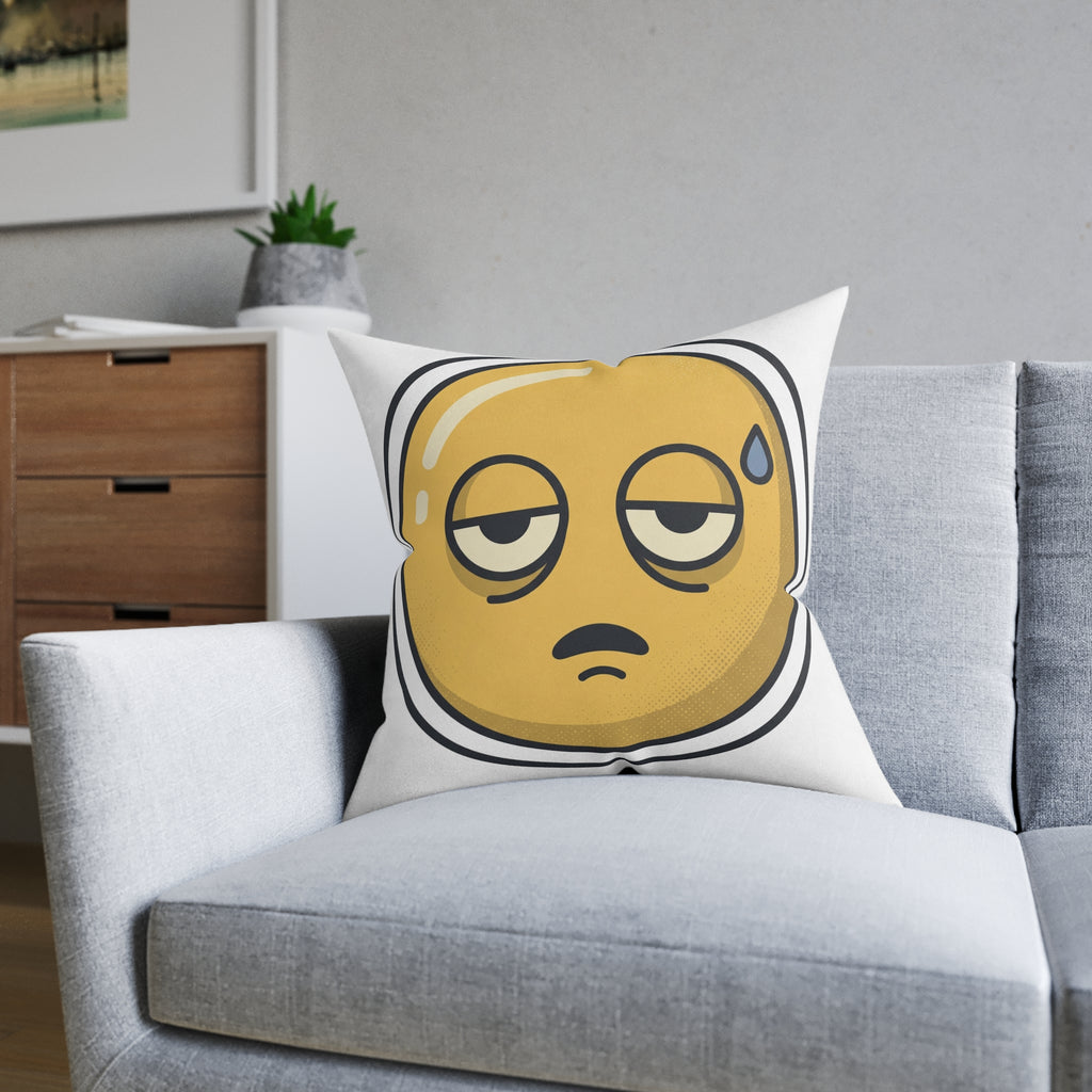 Square Pillow - Exhausted Emoji