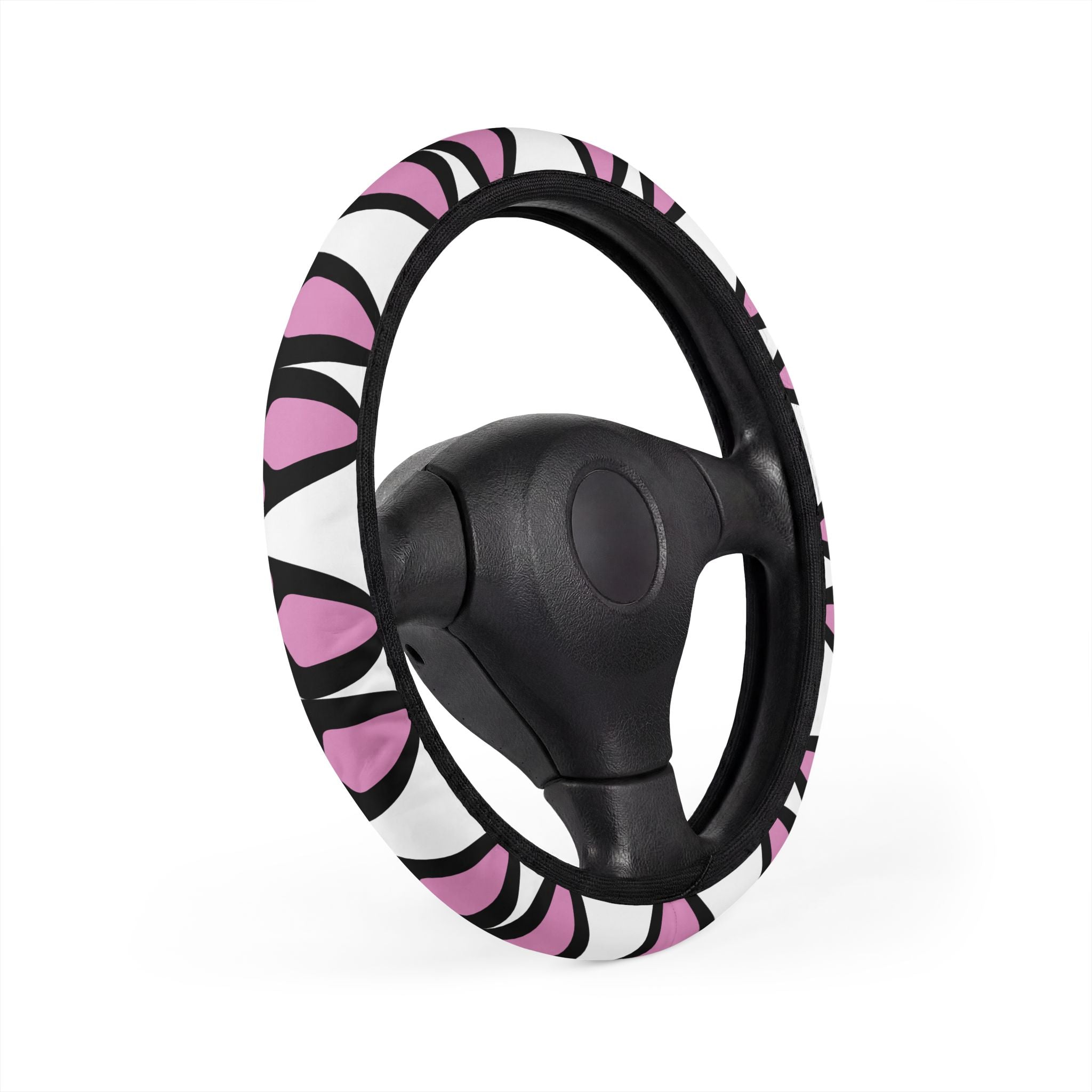 Car Steering Wheel Cover - Bunny Ears Pink & Black