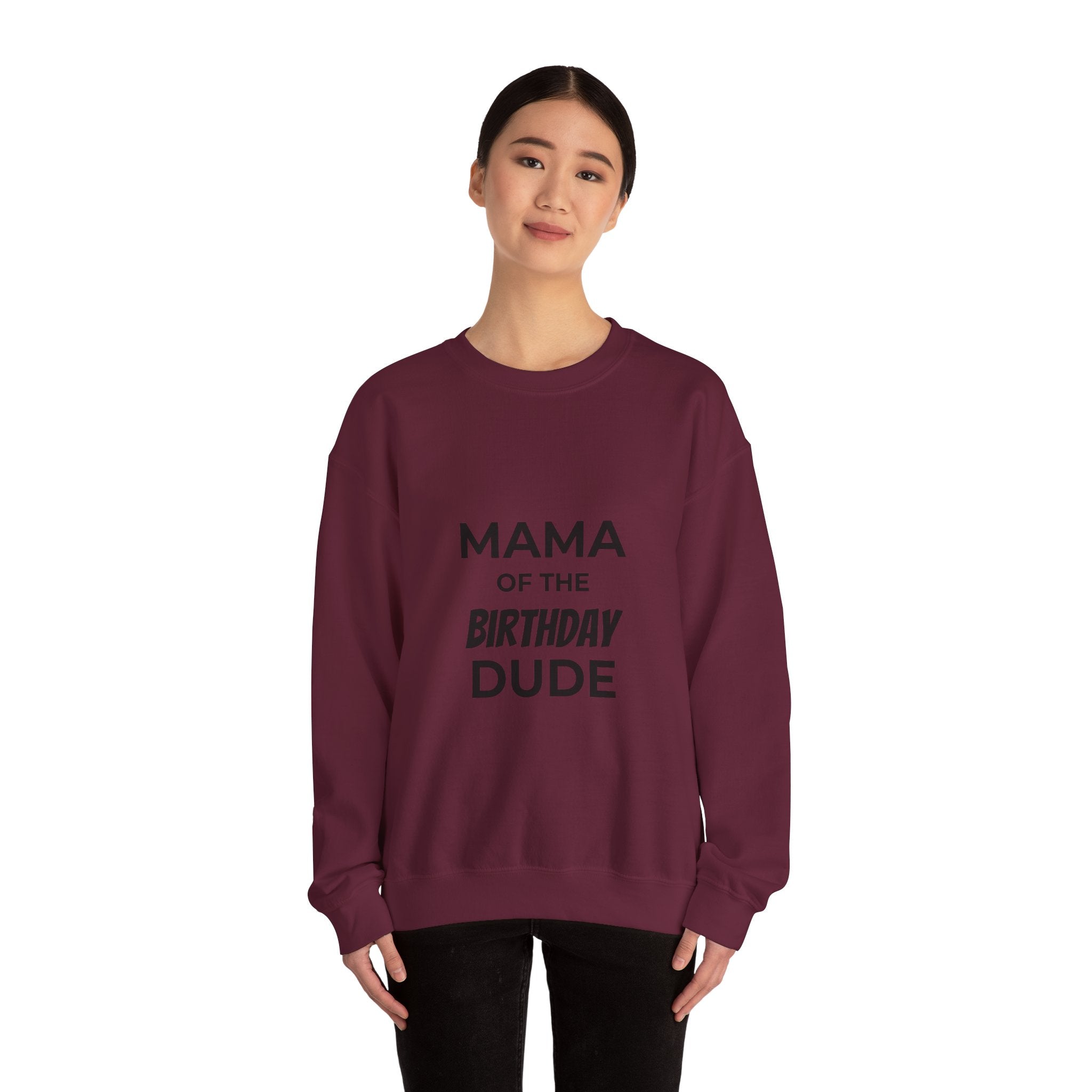 Sweatshirt — "Mama of the Birthday Dude" Cozy Mom Birthday Crewneck