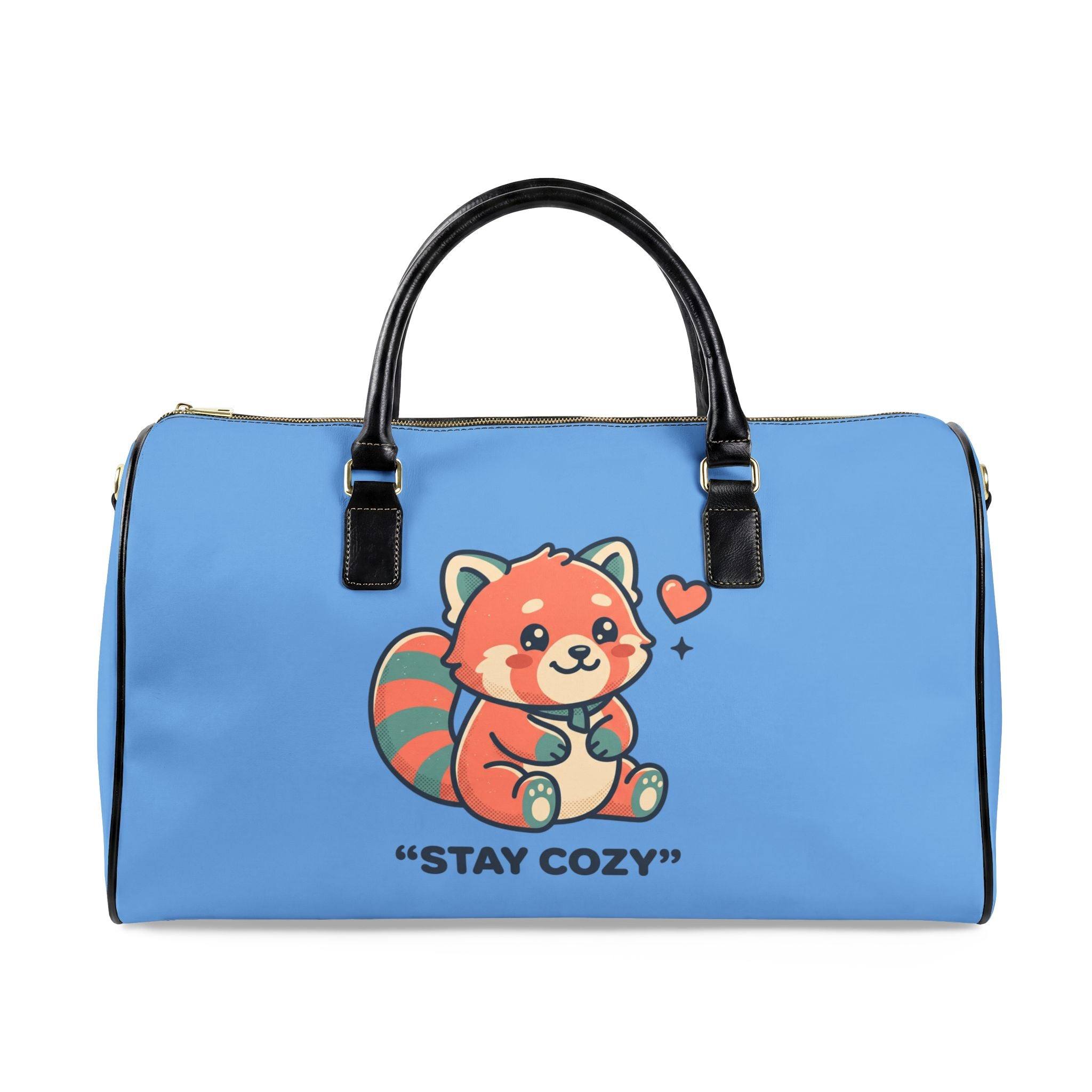 Leather Travel Bag - Stay Cozy Raccoon