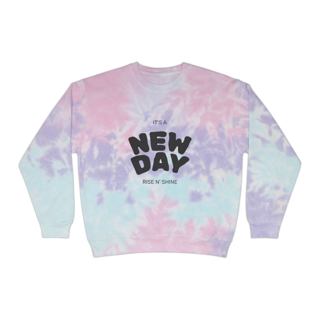 New Day Tie-Dye Sweatshirt - "It's a New Day" Light Blue Crewneck