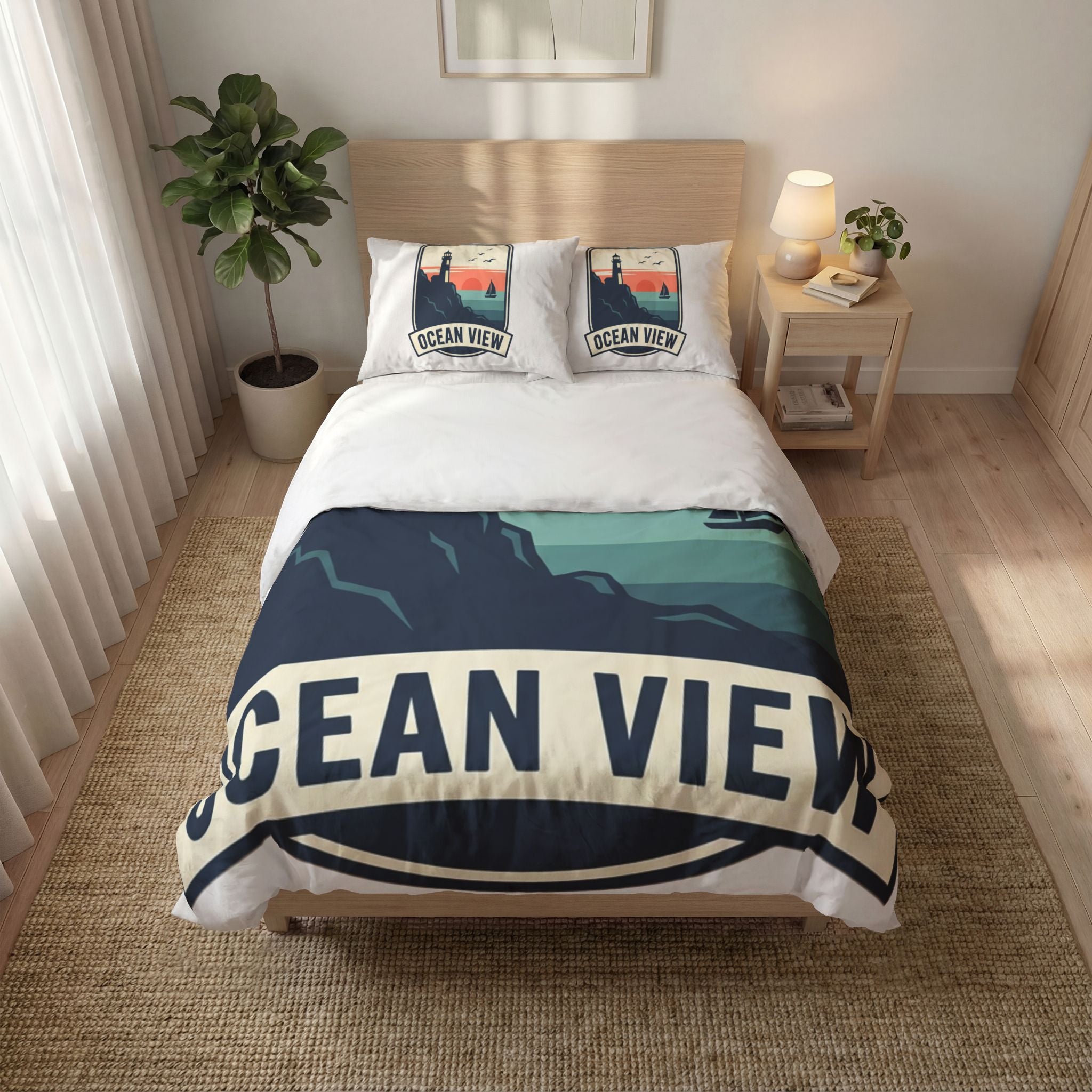 Ocean View Quilt Cover Set — Scenic Print Bedding Collection
