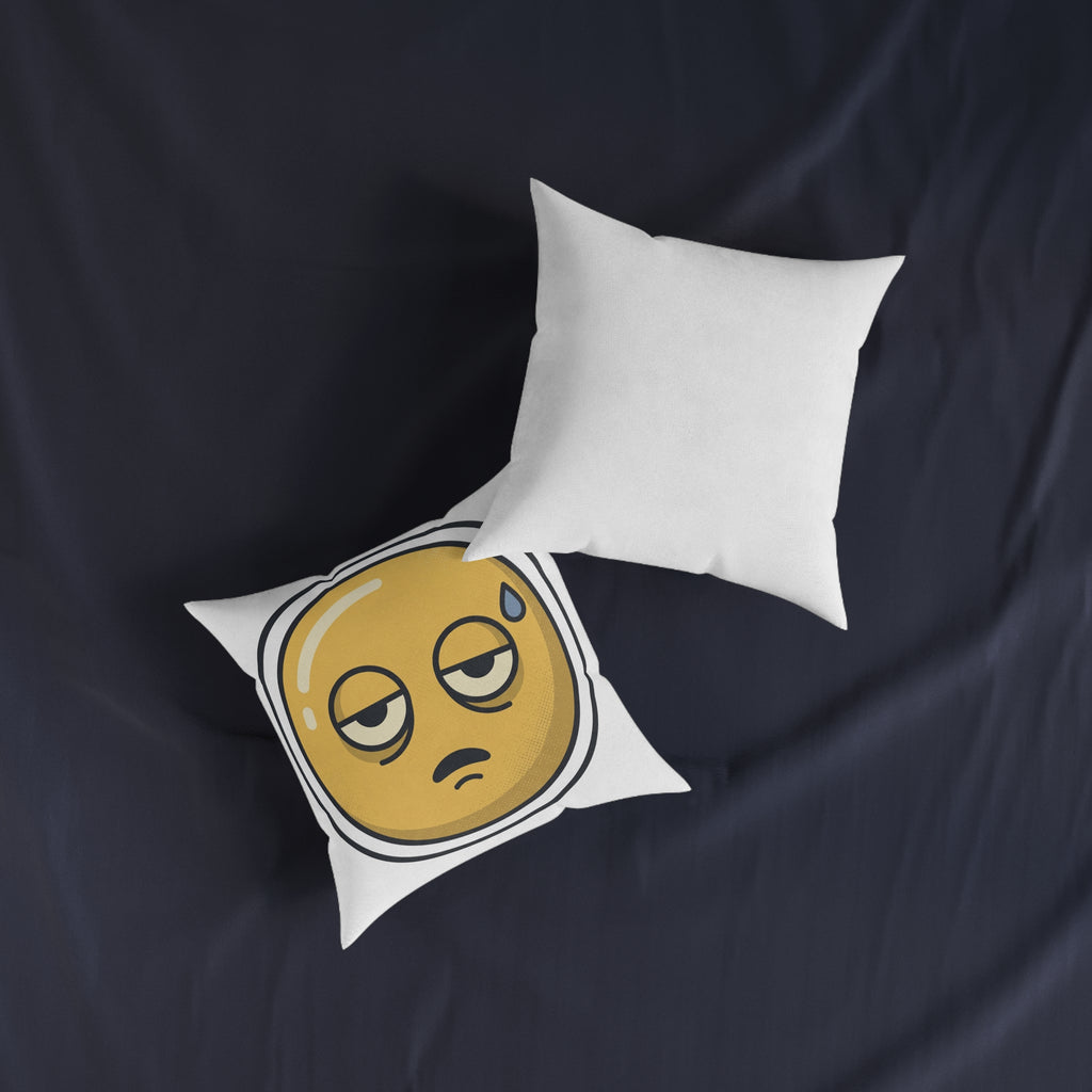 Square Pillow - Exhausted Emoji