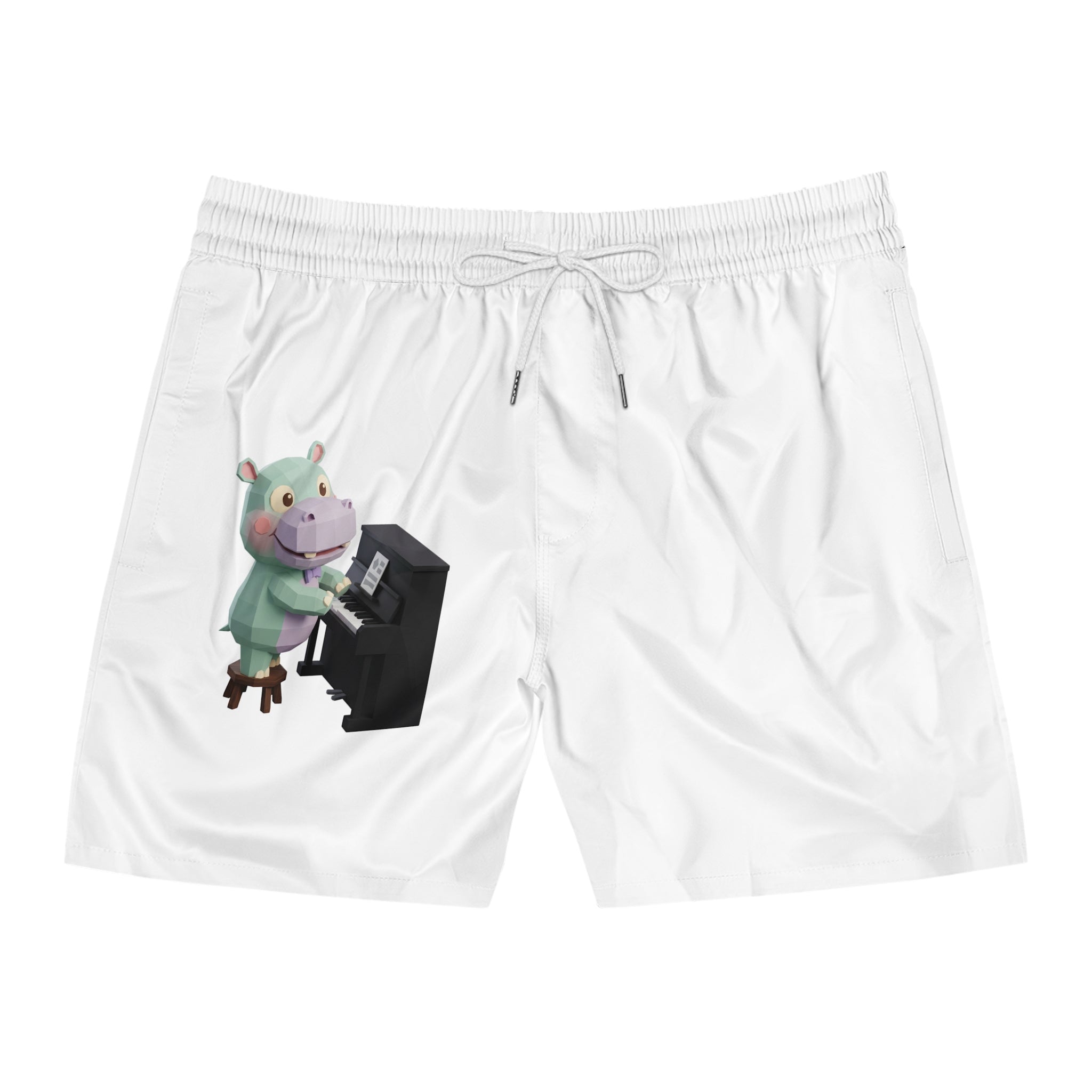 Men's Mid-Length Swim Shorts (AOP) - Piano Pig